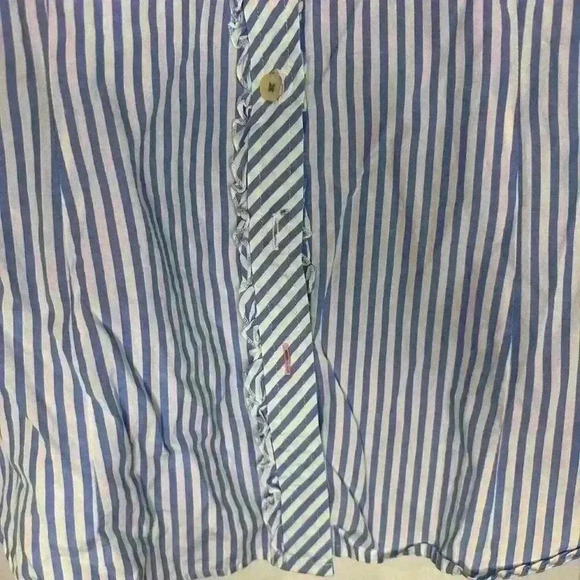 Lilly Pulitzer Color Flip Cuffs Blue and White Stripe Long Sleeve Button Up - Picture 7 of 9